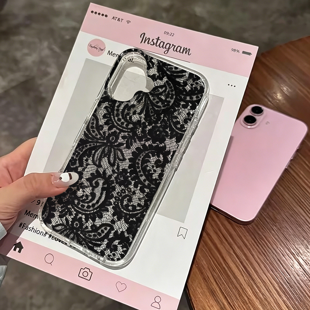 Clear Shockproof Bumper Case - Funda Transparente con Flores de Encaje